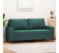 vidaXL Canapé 2 places – Causeuse avec dossier et accoudoirs, oreillers – Velours Vert foncé 140 cm