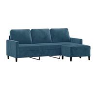 vidaXL Canapé à 3 places avec repose-pieds Bleu 180 cm Velours, canapé, canapé avec repose-pieds, canapé trois places, canapé 3 places, fauteuil