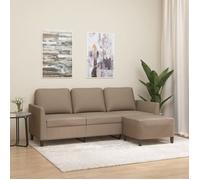 vidaXL Canapé à 3 Places avec Repose-Pieds Cappuccino 180cm Similicuir, canapé, canapé avec Repose-Pieds, canapé Trois Places, canapé 3 Places