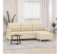 vidaXL Canapé à 3 places avec repose-pieds Crème 180 cm Tissu, canapé, canapé avec repose-pieds, canapé trois places, canapé 3201003