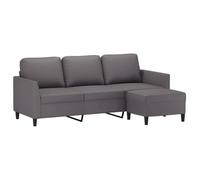 vidaXL Canapé à 3 places avec repose-pieds Gris 180 cm Similicuir, canapé, canapé avec repose-pieds, canapé trois places, 3201124