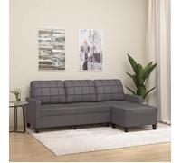 vidaXL Canapé à 3 places avec repose-pieds - 180 cm similicuir Gris