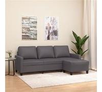 VidaXL Canapé à 3 Places avec Repose-Pieds - Gris