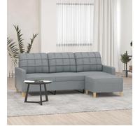 vidaXL Canapé 3 places avec repose-pieds - tissu gris clair 180 cm