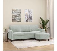 vidaXL Canapé 3 places avec repose-pieds 3201174 Velours Gris clair 180 cm