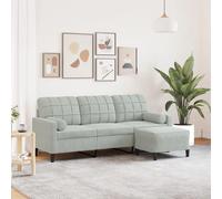 vidaXL Canapé à 3 places avec repose-pieds - Gris clair