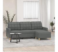 vidaXL Canapé à 3 places avec repose-pieds Gris foncé 180 cm Tissu, canapé, canapé avec repose-pieds, canapé trois places, 3201002