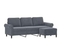 vidaXL Canapé 3 places avec repose-pieds 180 cm velours gris foncé