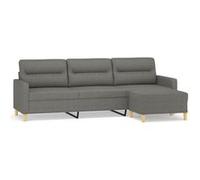 vidaXL Canapé à 3 places avec repose-pieds Gris foncé 210 cm Tissu