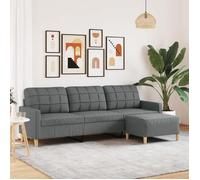 vidaXL Canapé à 3 places avec repose-pieds 210 cm Tissu Gris foncé
