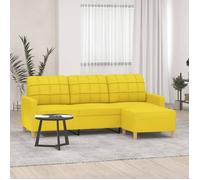 vidaXL Canapé à 3 places avec repose-pieds Jaune clair 180 cm Tissu 3201006