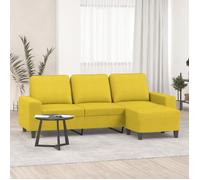vidaXL Canapé à 3 places avec repose-pieds Tissu Jaune clair 180 cm