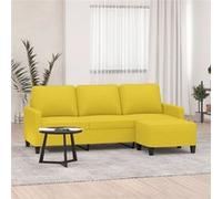 Canapé à 3 places avec repose-pieds Jaune clair 180 cm Tissu3201042