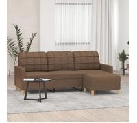 vidaXL Canapé à 3 places avec repose-pieds Marron 180 cm Tissu 3201004