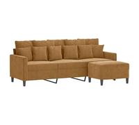 vidaXL Canapé à 3 Places avec Repose-Pieds Marron 180 cm Velours, canapé, canapé avec Repose-Pieds, canapé Trois Places, canapé 3 Places, Fauteuil