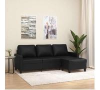 vidaXL Canapé à 3 places avec repose-pieds Similicuir 180 cm Noir