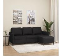 vidaXL Canapé 3 places 3201122 – Similicuir 180 cm avec repose-pieds Noir