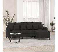 vidaXL Canapé 3 places avec repose-pieds 3201093 Tissu Noir 180 cm