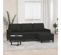 Canapé à 3 places avec repose-pieds Noir 180 cm Tissu3201041
