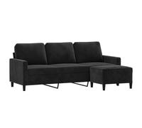 vidaXL Canapé à 3 places avec repose-pieds 180 cm Velours Noir