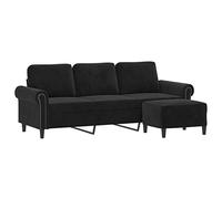 vidaXL Canapé 3 places avec repose-pieds 180 cm Velours Noir
