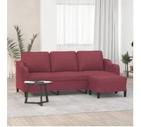 vidaXL Canapé à 3 places avec repose-pieds Rouge bordeaux 180 cm Tissu 3201141