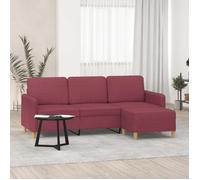 vidaXL Canapé 3 places avec repose-pieds 3201198 – 180 cm Tissu Rouge bordeaux