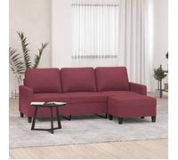 vidaXL Canapé à 3 places avec repose-pieds Rouge bordeaux 180 cm Tissu Multicolore G