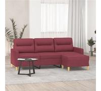 vidaXL Canapé 3 places avec repose-pieds 180 cm Tissu Rouge bordeaux