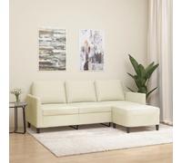 vidaXL Canapé à 3 places avec repose-pieds - Similicuir Crème