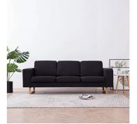 vidaXL Canapé à 3 places Tissu Noir