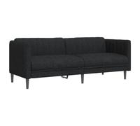 vidaXL Canapé à 3 Places, Chaise de Relaxation avec Accoudoirs et Dossier, Siège avec Pieds, Fauteuil TV de Salon, Moderne, Noir Tissu