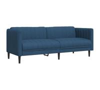 vidaXL Canapé à 3 Places, Chaise de Relaxation avec Accoudoirs et Dossier, Siège avec Pieds, Fauteuil TV de Salon, Moderne, Bleu Tissu
