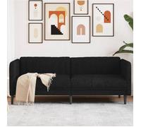 vidaXL Canapé 3 places - Chaise de relaxation avec accoudoirs et dossier - Tissu noir