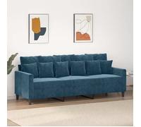 vidaXL Canapé 3 places Chaise de relaxation avec oreillers, accoudoirs et dossier, bleu velours