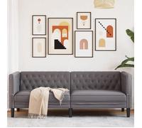 vidaXL Canapé à 3 places Chesterfield similicuir gris 372669