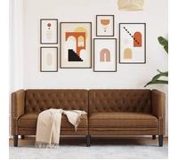 vidaXL Canapé droit en.casa 3 places similicuir marron 74,5 x 194 x 70,5 cm