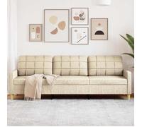 vidaXL Canapé à 3 places Crème 210 cm Tissu, canapé, canapé de salon, canapé à trois places, canapé rembourré, sièges de 4007416