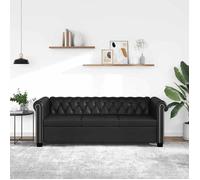 vidaXL Canapé Chesterfield 3 places en cuir synthétique Noir
