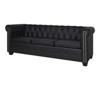 vidaXL Canapé à 3 places Cuir synthétique Noir