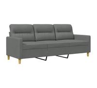 vidaXL Canapé 3 places – Sofa de salon moderne avec accoudoirs et oreillers, tissu gris foncé 180 cm