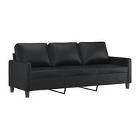 vidaXL Canapé à 3 places Sofa de salon 180 cm - accoudoirs et oreillers de dossier - Noir similicuir