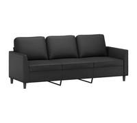 vidaXL Canapé à 3 places Siège avec accoudoirs et dossier rembourrés Similicuir Moderne Noir 180 cm