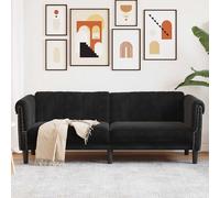 vidaXL Canapé à 3 Places, Siège avec Accoudoirs et Dossier, Meuble de Salon Salle de Séjour Balcon Intérieur, Moderne, Noir Velours
