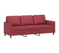 vidaXL Canapé à 3 Places Rouge Bordeaux 180 cm Similicuir