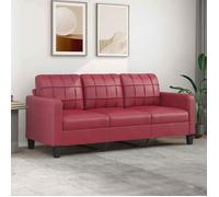 vidaXL Canapé à 3 places 359125 – Similicuir 180 cm – Rouge bordeaux