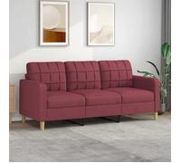 vidaXL Canapé à 3 places Rouge bordeaux 180 cm Tissu 359105