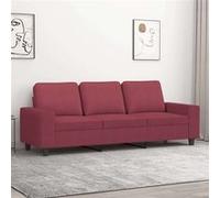 vidaXL Canapé à 3 Places, Siège avec Accoudoirs, Fauteuil avec Dossier, Meuble de Salon Salle de Séjour Maison, Moderne, Rouge Bordeaux Tissu