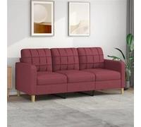 vidaXL Canapé à 3 places Rouge bordeaux 180 cm Tissu Rouge G