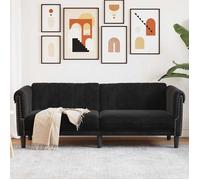 vidaXL Canapé à 3 places 372590 – Accoudoirs et dossier, moderne – Velours noir